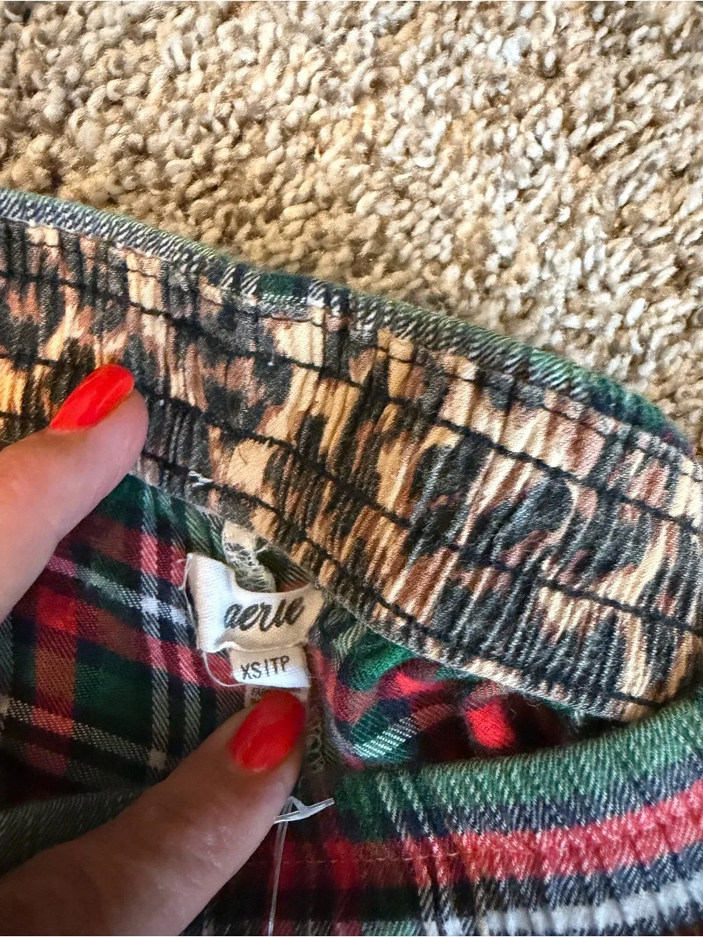 aerie Red, Green & White Plaid Jogger Lounge Pants